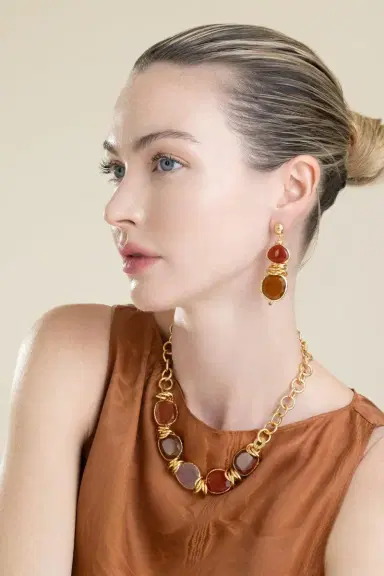 Gas Bijoux Red Brown Direna Drop Earrings | Thumbnail 2