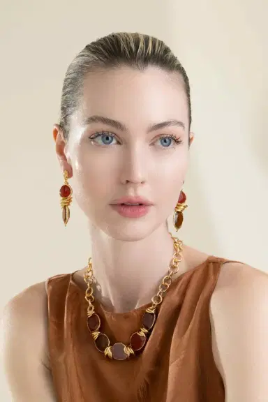 Gas Bijoux Red Brown Direna Drop Earrings | Thumbnail 3
