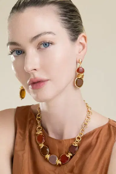 Gas Bijoux Red Brown Direna Drop Earrings | Thumbnail 4