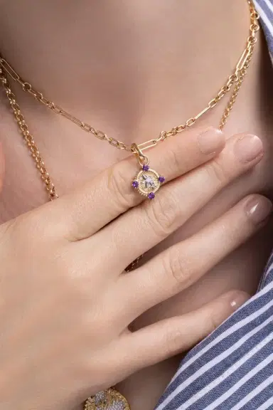 Foundrae Resilience - Amethyst Miniature Blossoms Gemstone Medallion | Thumbnail 3