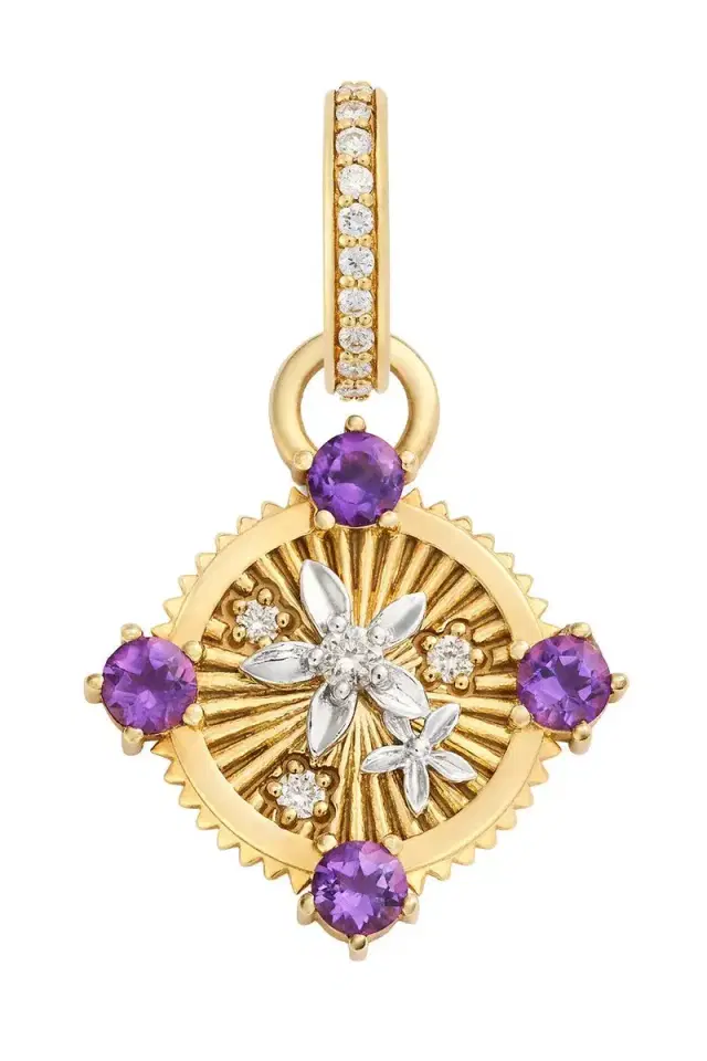 Foundrae Resilience - Amethyst Miniature Blossoms Gemstone Medallion