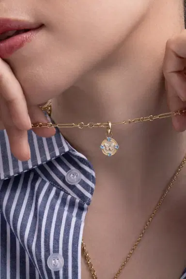 Foundrae Reverie - Swiss Blue Topaz Miniature Butterfly Gemstone Medallion | Thumbnail 3