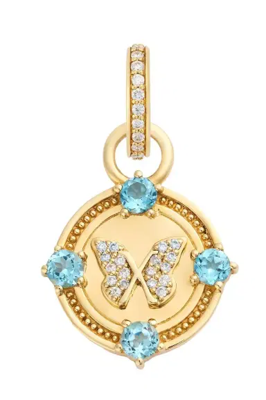 Foundrae Reverie - Swiss Blue Topaz Miniature Butterfly Gemstone Medallion | Thumbnail 1