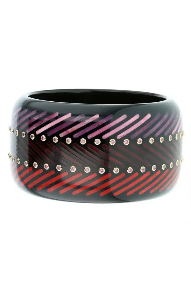 MARK DAVIS Rhodolite Garnet Black Bakelite Bangle