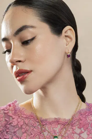 Retrouvaí Rhodolite Garnet Heirloom Bezel Earrings | Thumbnail 3 Retrouvaí Rhodolite Garnet Heirloom Bezel Earrings | Thumbnail 3
