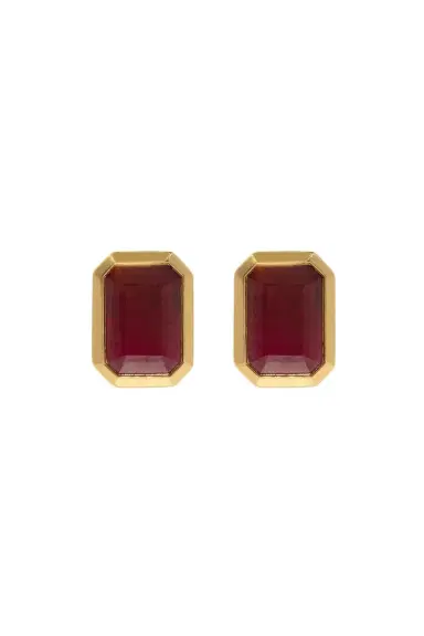Azlee Rich Ruby Medium Stud Earrings | Thumbnail 1
