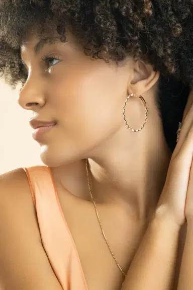 GRAZIELA Rio Diamond Inside Outside Hoop Earrings | Thumbnail 3