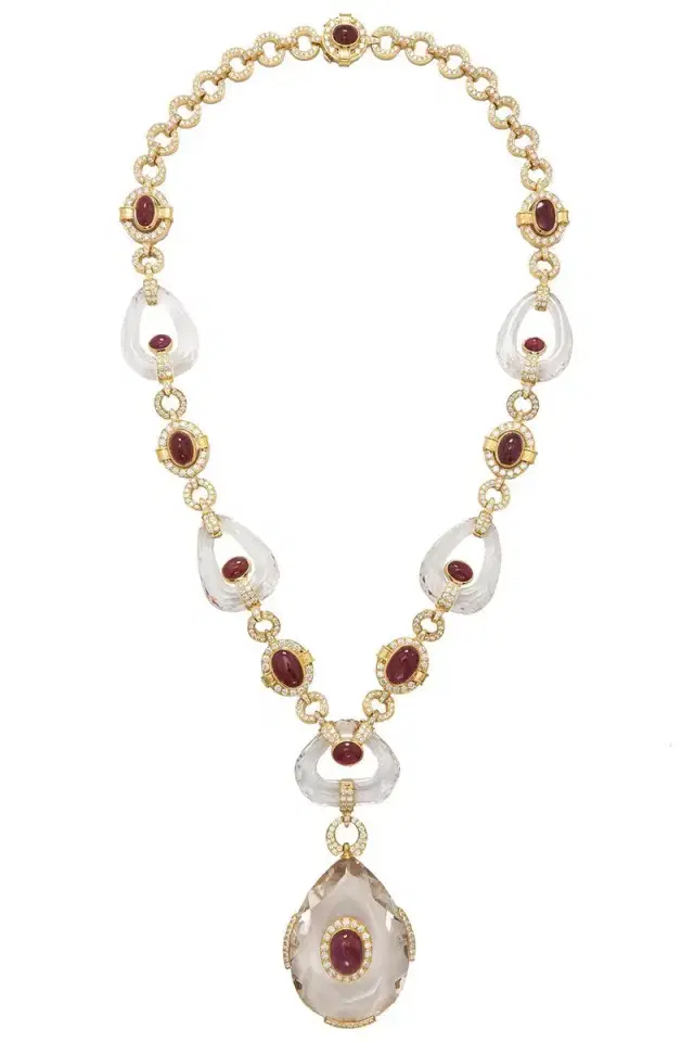 DAVID WEBB Rock Crystal Couture Hoop Necklace