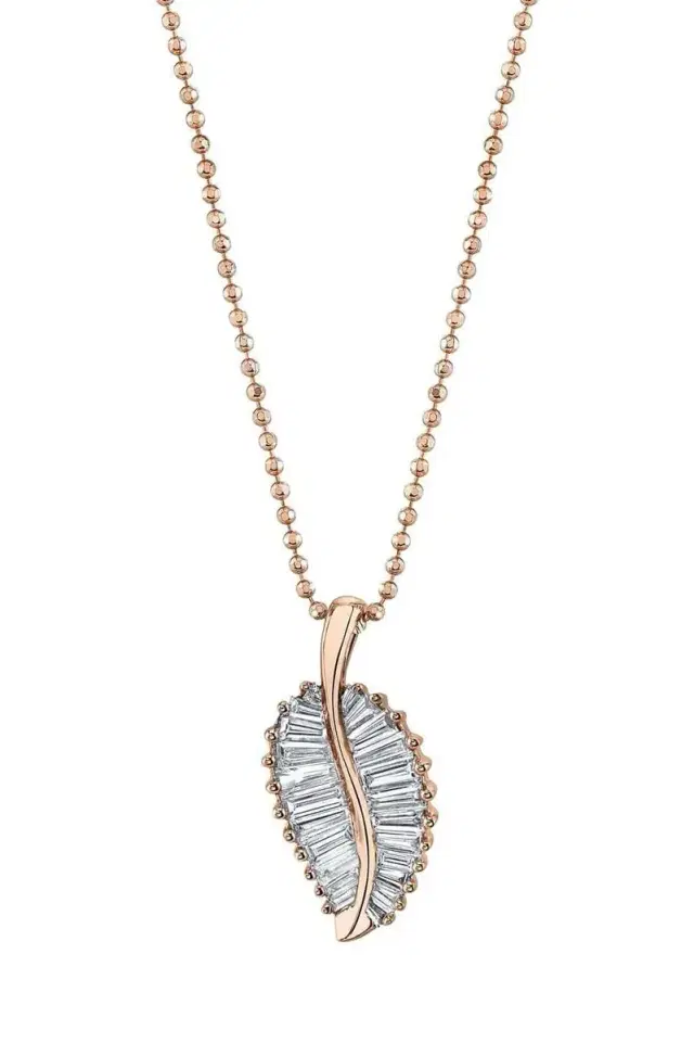 Anita Ko Rose Gold Diamond Palm Leaf Necklace