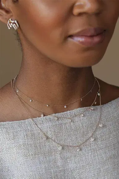GRAZIELA Rose Gold Large Floating Diamond Necklace | Thumbnail 2