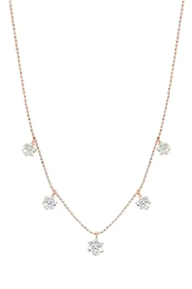 GRAZIELA Rose Gold Large Floating Diamond Necklace