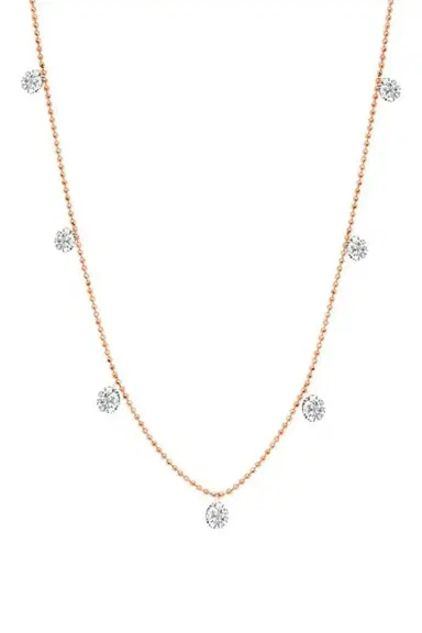 GRAZIELA Rose Gold Medium Floating Diamond Necklace | Thumbnail 1