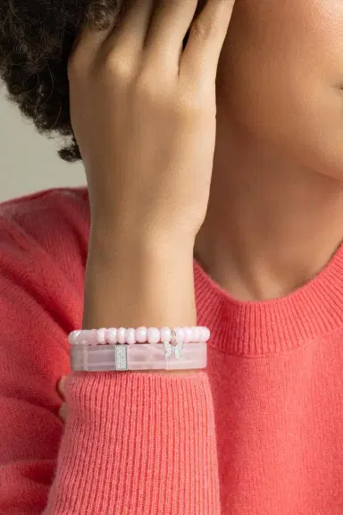 Sydney Evan Rose Quartz Pave Rectangle Bracelet | Thumbnail 3