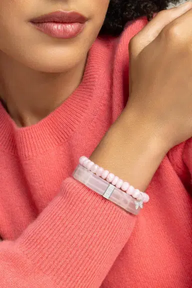 Sydney Evan Rose Quartz Pave Rectangle Bracelet | Thumbnail 4