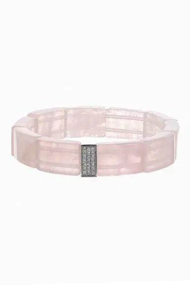 Sydney Evan Rose Quartz Pave Rectangle Bracelet | Thumbnail 1