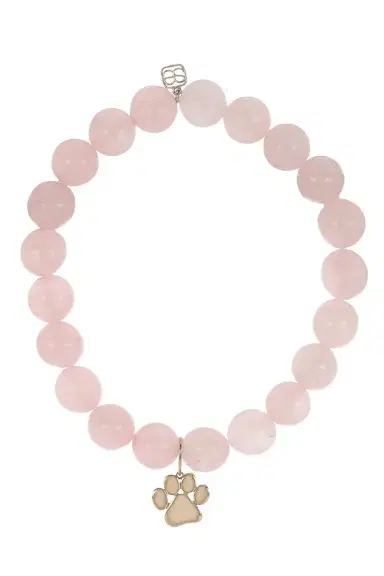 Sydney Evan Rose Quartz Paw Charm Bracelet | Thumbnail 1
