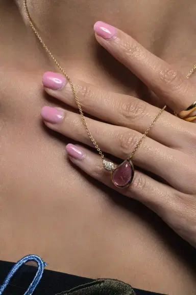TAMARA COMOLLI Rose Tourmaline Diamond Signature 2 Drop Necklace | Thumbnail 3