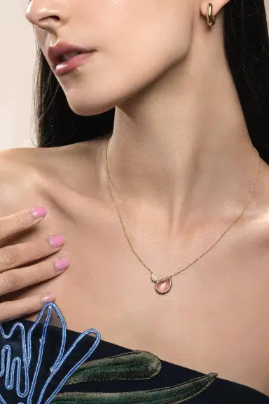 TAMARA COMOLLI Rose Tourmaline Diamond Signature 2 Drop Necklace | Thumbnail 4