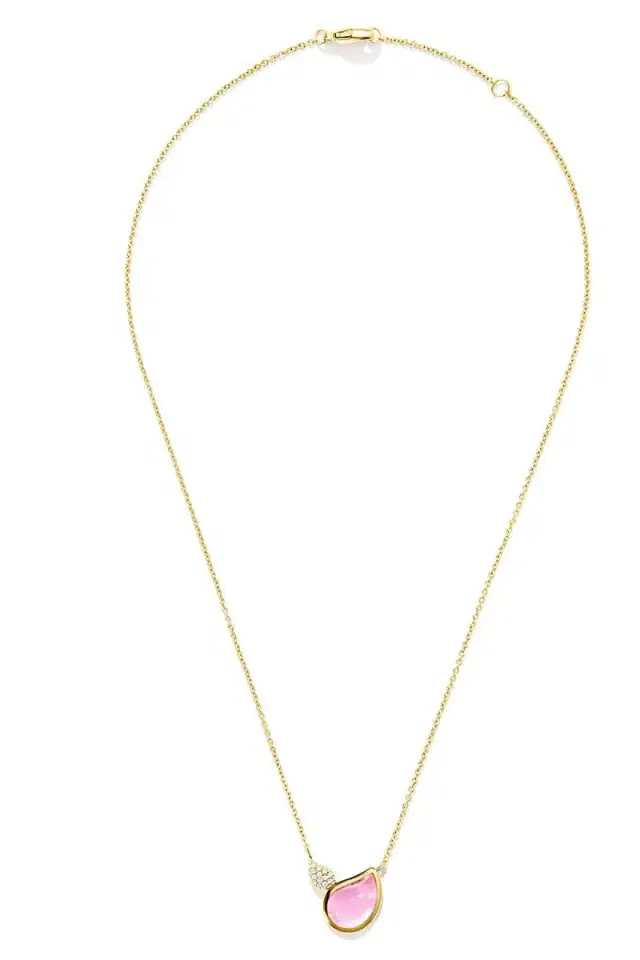TAMARA COMOLLI Rose Tourmaline Diamond Signature 2 Drop Necklace