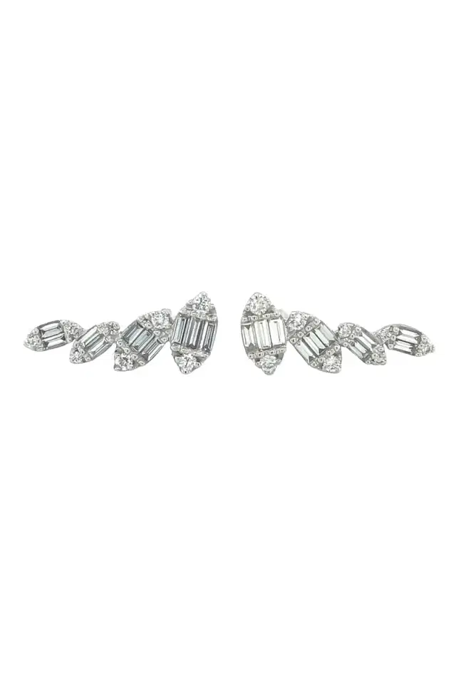 LISA NIK Round Diamond Ear Climbers
