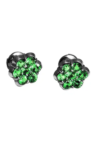 Bayco Round Emerald Flower Earrings | Thumbnail 1