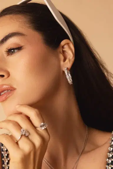 FANTASIA by DESERIO Round Hoop Earrings | Thumbnail 4 FANTASIA by DESERIO Round Hoop Earrings | Thumbnail 4