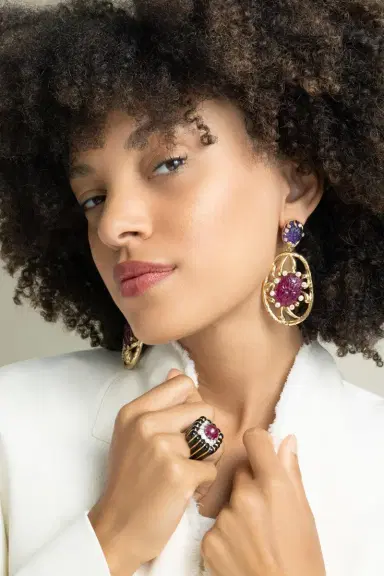 DAVID WEBB Rubellite Amethyst New Earrings | Thumbnail 2 DAVID WEBB Rubellite Amethyst New Earrings | Thumbnail 2