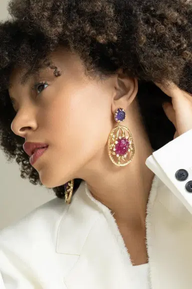 DAVID WEBB Rubellite Amethyst New Earrings | Thumbnail 3 DAVID WEBB Rubellite Amethyst New Earrings | Thumbnail 3