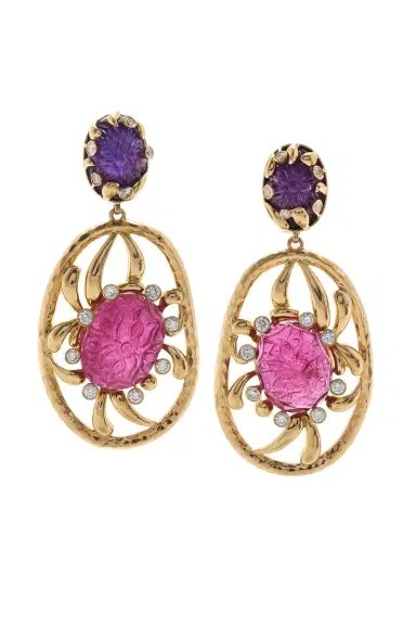 DAVID WEBB Rubellite Amethyst New Earrings | Thumbnail 1 DAVID WEBB Rubellite Amethyst New Earrings | Thumbnail 1