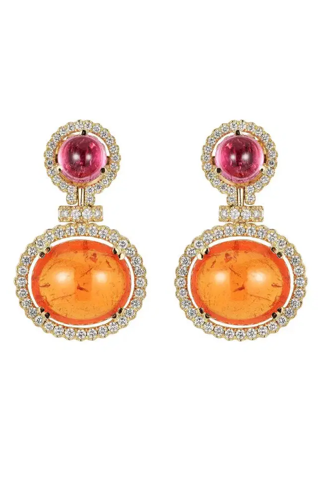 GOSHWARA Rubellite Mandarin Garnet Earrings