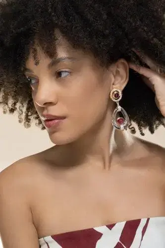 DAVID WEBB Ruby Crystal Cabochon Drop Earrings | Thumbnail 3