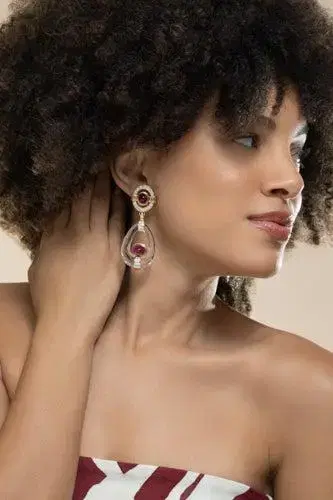 DAVID WEBB Ruby Crystal Cabochon Drop Earrings | Thumbnail 4