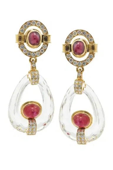 DAVID WEBB Ruby Crystal Cabochon Drop Earrings | Thumbnail 1