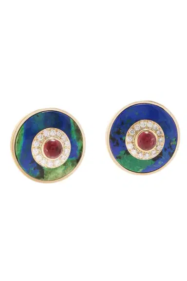 DAVID WEBB Ruby Diamond Azuremalachite Centric Earrings | Thumbnail 1
