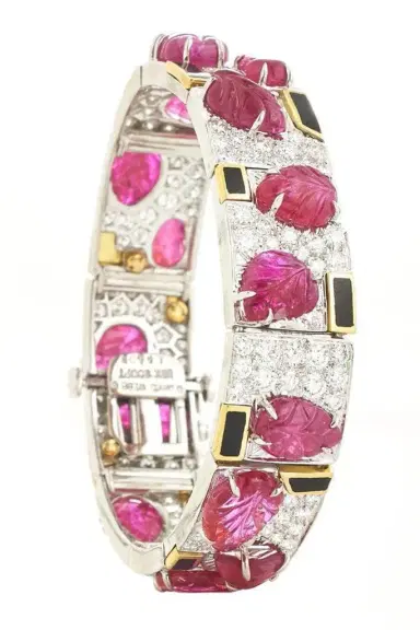 DAVID WEBB Ruby Diamond Black Couture Leaf Bracelet | Thumbnail 1 DAVID WEBB Ruby Diamond Black Couture Leaf Bracelet | Thumbnail 1