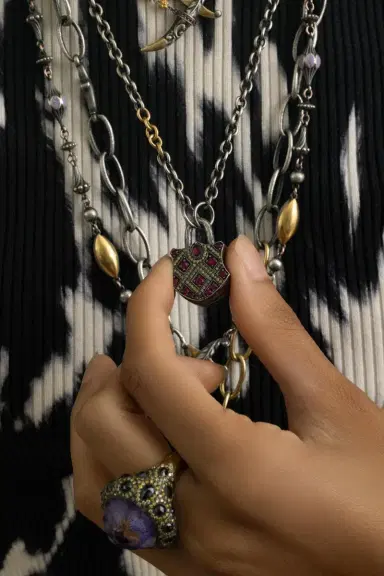 SEVAN BICAKCI Ruby Diamond Medium Padlock Pendant | Thumbnail 3