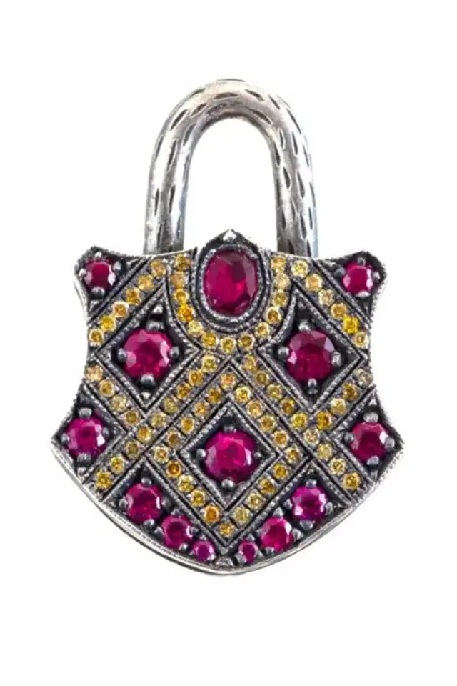 SEVAN BICAKCI Ruby Diamond Medium Padlock Pendant