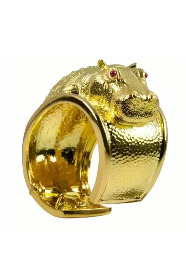 DAVID WEBB Ruby Repousse Hippo Cuff Bracelet | Thumbnail 1