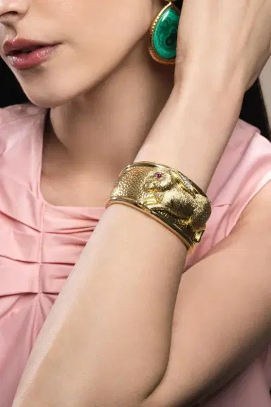 DAVID WEBB Ruby Repousse Rabbit Couture Cuff Bracelet | Thumbnail 2 DAVID WEBB Ruby Repousse Rabbit Couture Cuff Bracelet | Thumbnail 2