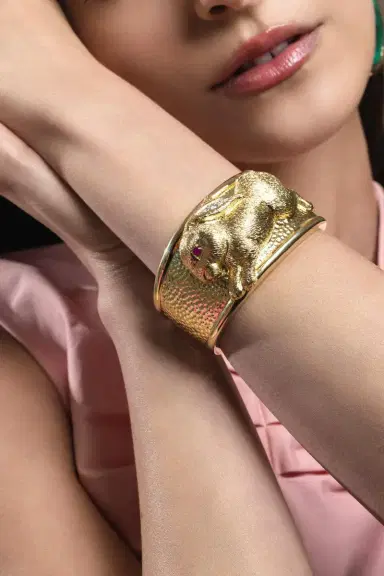 DAVID WEBB Ruby Repousse Rabbit Couture Cuff Bracelet | Thumbnail 3 DAVID WEBB Ruby Repousse Rabbit Couture Cuff Bracelet | Thumbnail 3