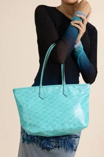 MOREAU Saint Tropez Small Zip Tote - Turquoise Natural | Thumbnail 2
