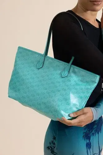 MOREAU Saint Tropez Small Zip Tote - Turquoise Natural | Thumbnail 3