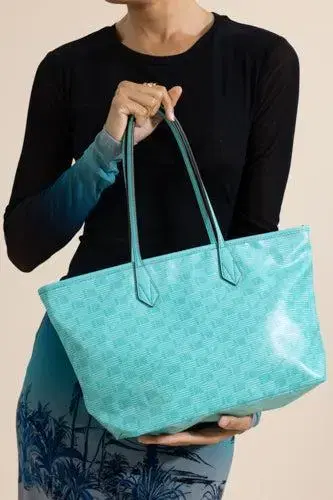 MOREAU Saint Tropez Small Zip Tote - Turquoise Natural | Thumbnail 4