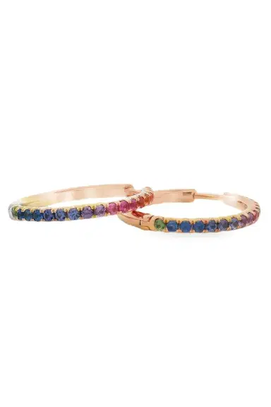 LISA NIK Sapphire Multi Color Hoop Earrings | Thumbnail 1