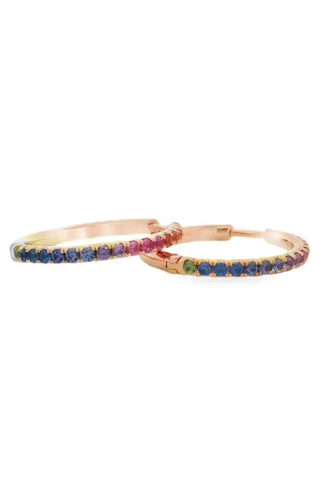 LISA NIK Sapphire Multi Color Hoop Earrings