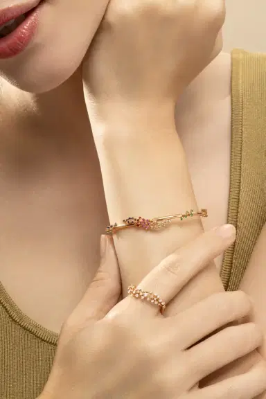 Ananya Sapphire Rainbow Scatter Bangle Bracelet | Thumbnail 4