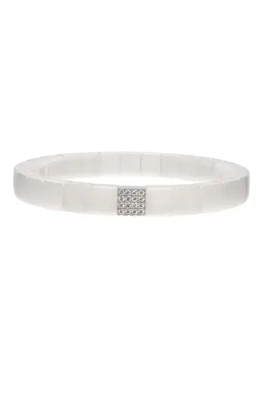 ROBERTO DEMEGLIO Scacco White Ceramic Stretch Bracelet | Thumbnail 1