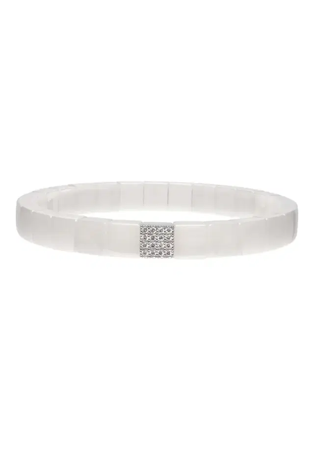 ROBERTO DEMEGLIO Scacco White Ceramic Stretch Bracelet