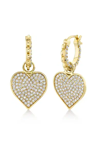 Sydney Evan Scallop Hoop Diamond Heart Earrings | Thumbnail 1