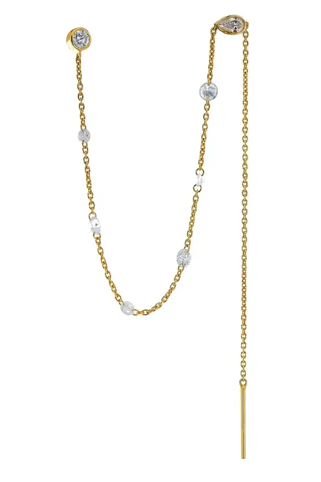 LOGAN HOLLOWELL Single Brilliant Diamond Thread Earring